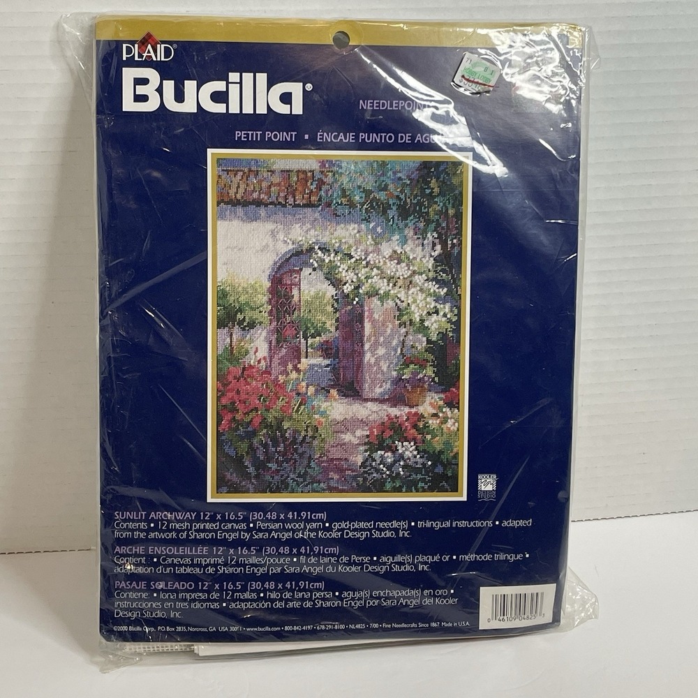 Bucilla Needlepoint Sunlit Archway Embroidery NEW 12x16.5" USA 2000 Cross Stitch